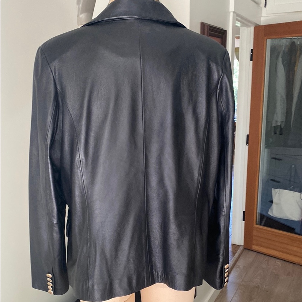 Black leather Blazer Classic Tailoring - Picture 6 of 7